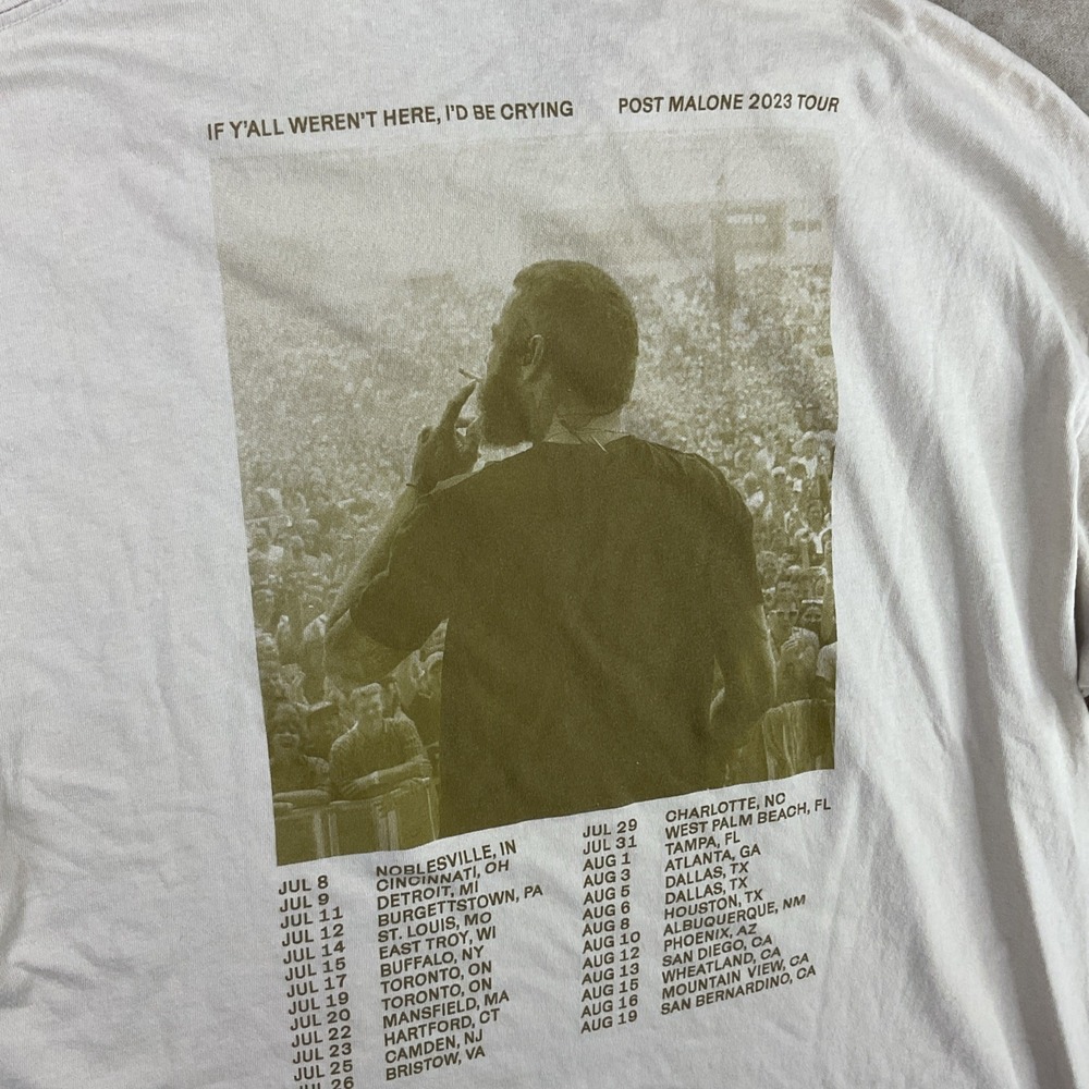 Post Malone T-Shirt Sz 2XL Austin 2023 Tour If Y'all Weren't Here I'd Be Crying - Picture 10 of 10